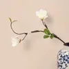 Ramas de magnolia artificiales, flores de magnolia artificiales, decoración para el hogar de estilo chino nuevo, arreglos florales para sala de té, decoraciones para escenas de boda y accesorios de fotografía
