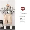 Ropa para Niños Blanco y Negro Dibujos Animados Dinosaurio Sencillo Overol de Manga Corta para Niños Traje para Niños Ropa de Presentación Vestido de Presentación