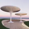 Gran Cenador con Forma de Paraguas de Acero Inoxidable, Pabellón Hongo de Parque, Estructura de Pabellón Nube Pétalo, Escultura de Árbol Paisajística