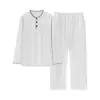 Algodón PuroPijama de Manga Larga para Hombre de Primavera y Otoño Ropa Casual Juvenil Ropa de Casa para Invierno Conjunto de Tallas Grandes