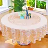 Toalha de Mesa Redonda Grande Impermeável, Resistente ao Calor, Resistente a Manchas, Plástico PVC Sem Lavagem, Toalha de Mesa Redonda de Alto Padrão Estilo Europeu, Especialmente Projetada para Mesas Redondas