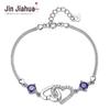 Moda da Coreia do Sul elegante pulseira em forma de coração prateado pulseira criativa de prata banhada a ametista feminina entrega direta da fábrica
