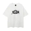 Camiseta de Manga Curta Graffiti High Street Americana para Homens, Camiseta de Marca de Moda de Rua de Verão para Mulheres, Top Vintage