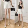 Shorts de terno versátil novo de verão feminino, calça pantalona de cintura alta com cinto, emagrecimento para o verão