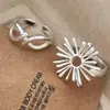 Anillo de Plata de Ley S925 Fuego Artificial Exagerado para Mujer Línea Hueca Irregular Personalidad de Moda Trendy Ins Apertura Ajustable