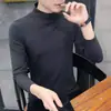 Camiseta Interior Térmica de Manga Larga para Hombre, Color Sólido, Doble Cara de Polar Cepillado, Cuello Medio, Otoño/Invierno 2025