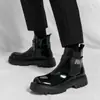 Botas Martin Novas de Cano Alto com Solado Grosso para Aumento de Altura, Tamanho Grande Masculino, Brilhantes, Modernas, Casuais, Botas Curtas de Cano Médio