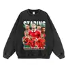 Sudadera con capucha holgada de estilo urbano, estampado de estrella de fútbol, transfronteriza, talla grande, marca de moda, algodón puro, cuello redondo, sudadera floral
