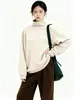 Sudadera Beige Personalizada 2026 de Cuello Alto para Mujer, Holgada, Estilo Perezoso, Sencilla, Casual, Versátil, Top de Primavera y Otoño