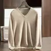 Nuevo Suéter de Cachemira Otoño e Invierno 2026 Cuello en V Top para Hombre Manga Larga Holgado Casual Suave Agradable a la Piel Corte Holgado