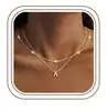 El Nuevo Set de Tres Piezas de Collar de 26 Letras Transfronterizo de Amazon es Moderno y Elegante, Cadena de Clavícula Multicapa, Versátil para el Uso Diario