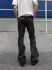 Jeans de mezclilla cruda estilo americano Cleanfit de cuatro agujas, corte estrecho, versátiles, ligeramente acampanados, con un efecto fluido y adelgazante, y diseño de largo hasta el suelo para hombre
