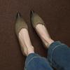 Sapatos Femininos Retro Estilo Francês, Lavados com Cor, Bico Fino, Boca Rasa, Novidade para a Primavera de 2026, Couro Macio, Salto Baixo Robusto
