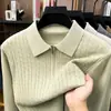 Suéter jacquard de malha com zíper parcial de cor sólida para homens, novo suéter casual básico de outono para homens