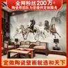 Pintura em painel cerâmico estilo chinês com oito cavalos, mural decorativo para hall de hotel e sala de estar, grande parede de fundo cerâmica, personalizável