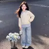 Conjunto de Dos Piezas para Niña Primavera y Otoño 2026: Sudadera de Manga Larga y Pantalones de Mezclilla Casuales de Corte Holgado, Conjunto Único de Dos Piezas para Niños