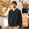 Camiseta Henley de Manga Longa em Fleece de Algodão Pesado Estilo Retrô Americano Falsa de Duas Peças para Homens, Nova Camisola de Fleece Estilo Outono Venda por Atacado