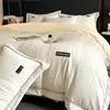Conjunto de cama de luxo de alta qualidade, cor sólida outono e inverno, veludo de leite, borda larga com fita, quatro peças, Helena, jogo de cama para quarto principal, capa de edredom