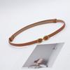 Cinturón fino de piel de vaca para mujer, hebilla ajustable, cinturón retráctil, hebilla pequeña de bronce para anteojos con falda, venta al por mayor de fábrica