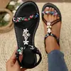 Sandalias Planas de Talla Grande para Mujer, Novedad Verano 2026 Estilo Bohemio Sandalias de Playa con Cuentas Transfronterizas