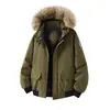 2026 Nova Jaqueta de Algodão Grossa e Quente com Capuz e Gola Grande de Pelo Moda Loose Parka Roupa de Trabalho Jaqueta de Algodão para Homens