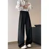 Calça masculina de fábrica do Sudeste Asiático para atacado, bainha curva preta, perna reta para primavera e outono, design fluido, calça de alta qualidade