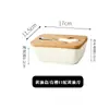 Caixa de cerâmica para armazenamento de manteiga de cozinha com tampa de bambu, design com faca e vedação, caixa de manteiga à prova de umidade e que mantém a frescura para uso doméstico, atacado