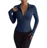 Jaqueta de yoga slim fit com gola alta para mulheres, outono e inverno, modeladora, acinturada, roupa de ginástica justa, top cardigan esportivo de manga longa