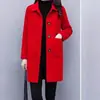 Casaco de Lã Feminino Plus Size, Novo Estilo Outono e Inverno 2025, Comprimento Médio, Caimento Solto, Emagrecedor, Lã que Rejuvenesce