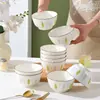 Bol de Arroz de 5 Pulgadas Bol de Arroz Cerámico Vajilla Bol de Ensalada de Alto Valor Bol de Arroz Color Bajo Esmalte