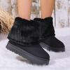 Botas de Nieve de Invierno Largas para Mujer Transfronterizas con Piel Integrada Suela Plana de Piel Corta Cálidas Zapatos de Algodón para Nieve