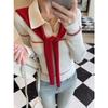 Tricô de Manga Longa com Gola Polo Estilo Coreano para Mulheres Outono 2025 Novo Slim Fit Versátil Conjunto de Duas Peças com Xale de Tricô