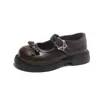 Colección Otoño 2026 Zapatos de Cuero Estilo Británico para Niñas Jóvenes, Zapatos de Salón Bajos con Lazo, Zapatos Negros de Rendimiento para Niñas
