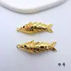 Pingente de Peixe Koi Móvel Cor Preservada Banhado a Ouro Cobre DIY Colar Pulseira Pingente Artesanal com Charme "Prosperidade"