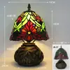 Nueva Lámpara de Mesa Tiffany Estilo Retro Americano Sala de Estar Estudio Lámparas Artesanales de Vidrio de Colores Pantalla de Lámpara Lámpara de Mesa Americana