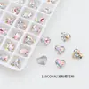 Rhinestones Geométricos en Forma de Corazón Dongzhou, Rhinestones de Colores Gruesos para Decoración de Uñas con Base Plateada, Rhinestones para Uñas DIY, Decoraciones para Uñas Imitación Huahua 4815