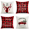 Funda de Almohada Navideña de Invierno al por Mayor Dibujos Animados Navideños Coche Rojo Pequeño Funda de Cojín con Impresión Digital Funda de Cojín Trasero
