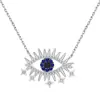 Collar Ojo de la Suerte de Plata de Ley S925 con Incrustaciones de Circonita, Candado Colgante Versátil Ojo Azul Full Diamante