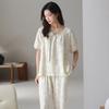 Pijama de Tencel para Mujer 2025 Nuevo Verano Lyocell Algodón Ropa de Casa de Alta Gama Floral de Manga Corta Traje Fresco
