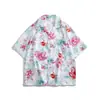 Camisa Floral Retro de Cuello Cubano Estilo Americano Holgada Estilo de Hong Kong Camisa de Manga Corta Hawaiana para Pareja Playa