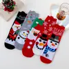 Meias de Natal Cruzadas Europeias e Americanas Amazon Meias Vermelhas Desenho Animado Papai Noel Boneco de Neve Meias Femininas Outono e Inverno Meias Zhuji