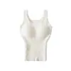Top Elástico Ajustado sin Mangas para Mujer, Chaleco Cálido Todo en Uno de Terciopelo de Cordero con Almohadilla en el Pecho, Camiseta de Tirantes de Moda para Llevar Debajo