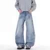 Pantalones de mezclilla Tencel de verano holgados para hombre, estilo fino, adecuados para cuerpo tipo pera, de cintura alta, adelgazantes, pantalones de pierna ancha rectos holgados
