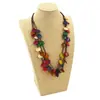 Collar Bohemio Retro Europeo y Americano de Madera de Cáscara de Coco Tejido de Longitud Media Multicolor de Moda con Cuentas
