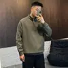 Moletom Masculino Liso com Meio Zíper para Outono, Tendência Loose Fit, Top Casual Pulôver Versátil, Atacado Barato