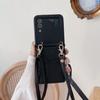 Funda de teléfono con tarjetero cruzado aplicable para nuevo Samsung ZFlip3, funda de cuero plegable ZFlip4 tipo halter cruzado 5