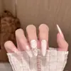 Nuevo Estilo Encaje de Alta Calidad Ojo de Gato Moño Arte de Uñas Uñas Portátiles Estilo Francés Blanqueamiento Pegatinas para Arte de Uñas Fabricante Fuente Mayorista