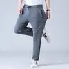 Calças de Seda de Gelo Finas de Verão para Homens, Largas Retas de Secagem Rápida Elásticas Versáteis Esportivas Casuais Longas Calças de Seda de Gelo