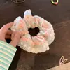 Anel de Cabelo Listrado de Cabeça de Bola Intestino Grosso Celebrante da Internet 2025 Novo Estilo Corda de Cabelo para Rabo de Cavalo Alto Acessório de Cabelo Feminino Corda de Cabelo