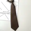 Colar Laço para Menina No-Hit Estilo JK de Estudante Universitário Japonês Cor Sólida Sarja Café Vinho Tinto Gravata Pequena